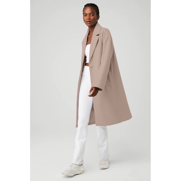 Alo VIP blazer trench coat in taupe - Picture 3 of 9